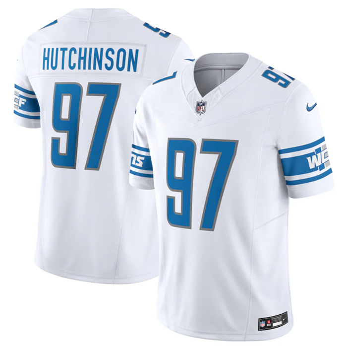 Detroit Lions #97 Aidan Hutchinson White 2023 F.U.S.E. Vapor Untouchable Limited Stitched Jersey - Zenithce