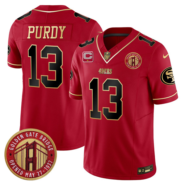 San Francisco 49ers #13 Brock Purdy Red F.U.S.E. Golden Gate Bridge With 1-Star C Patch Scarlet Vapor Limited Stitched Jersey - Zenithce
