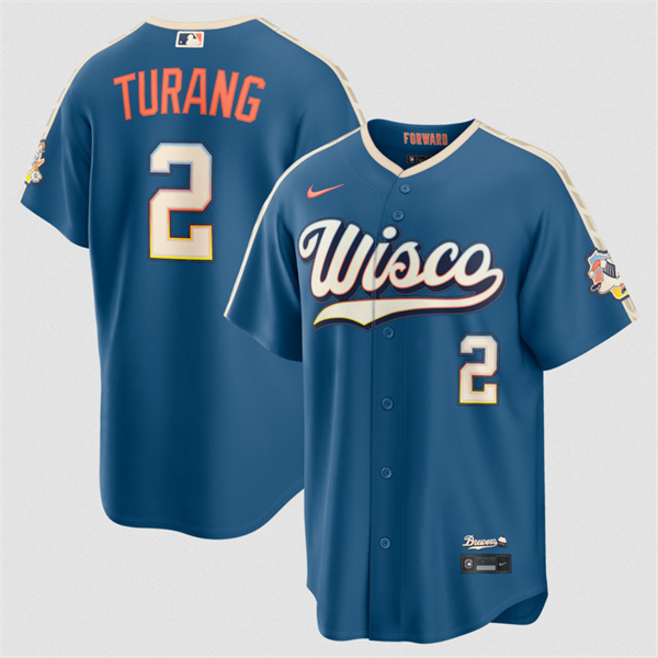 Milwaukee Brewers #2 Brice Turang Mineral Blue 2026 City Connect Stadium Stitched Stitched Jersey - Zenithce