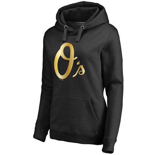 Women's Baltimore Orioles Gold Collection Pullover Hoodie Black - Zenithce