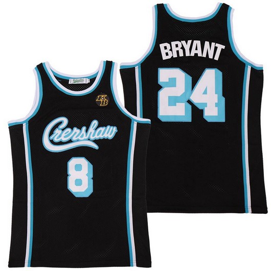Crenshaw #8 #24 Kobe Bryant Black With KB Patch Swingman Throwback Jersey - Zenithce