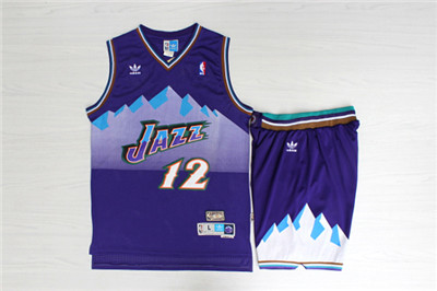 Jazz 12 John Stockton Purple Hardwood Classics Jersey(With Shorts - Zenithce