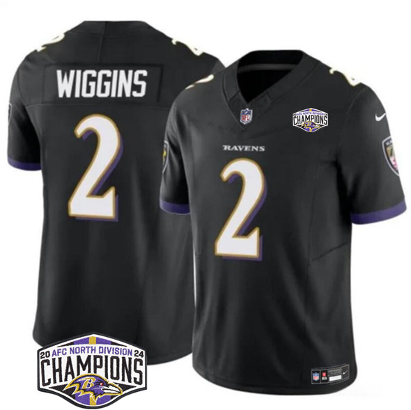 Baltimore Ravens #2 Nate Wiggins Black F.U.S.E. 2024 AFC North Division Champions Vapor Limited Jersey - Zenithce