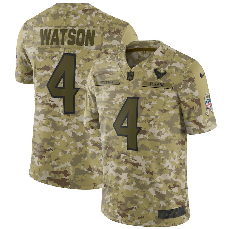Texans #4 Deshaun Watson 2018 Camo Salute To Service Limited Stitched Jersey - Zenithce