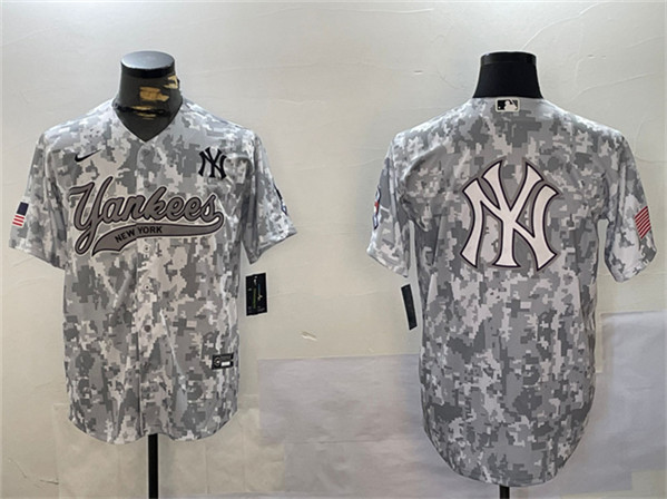 New York Yankees Team Big Logo 2024 Arctic Camo Stitched Jersey - Zenithce