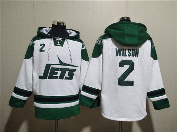 New York Jets #2 Zach Wilson White Ageless Must-Have Lace-Up Pullover Hoodie - Zenithce