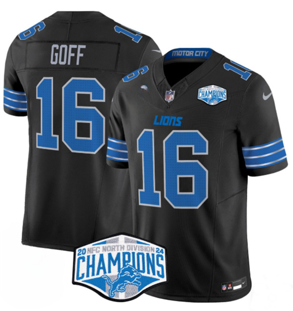Detroit Lions #16 Jared Goff Black 2024 NFC North Champions F.U.S.E. Vapor Limited Stitched Jersey - Zenithce