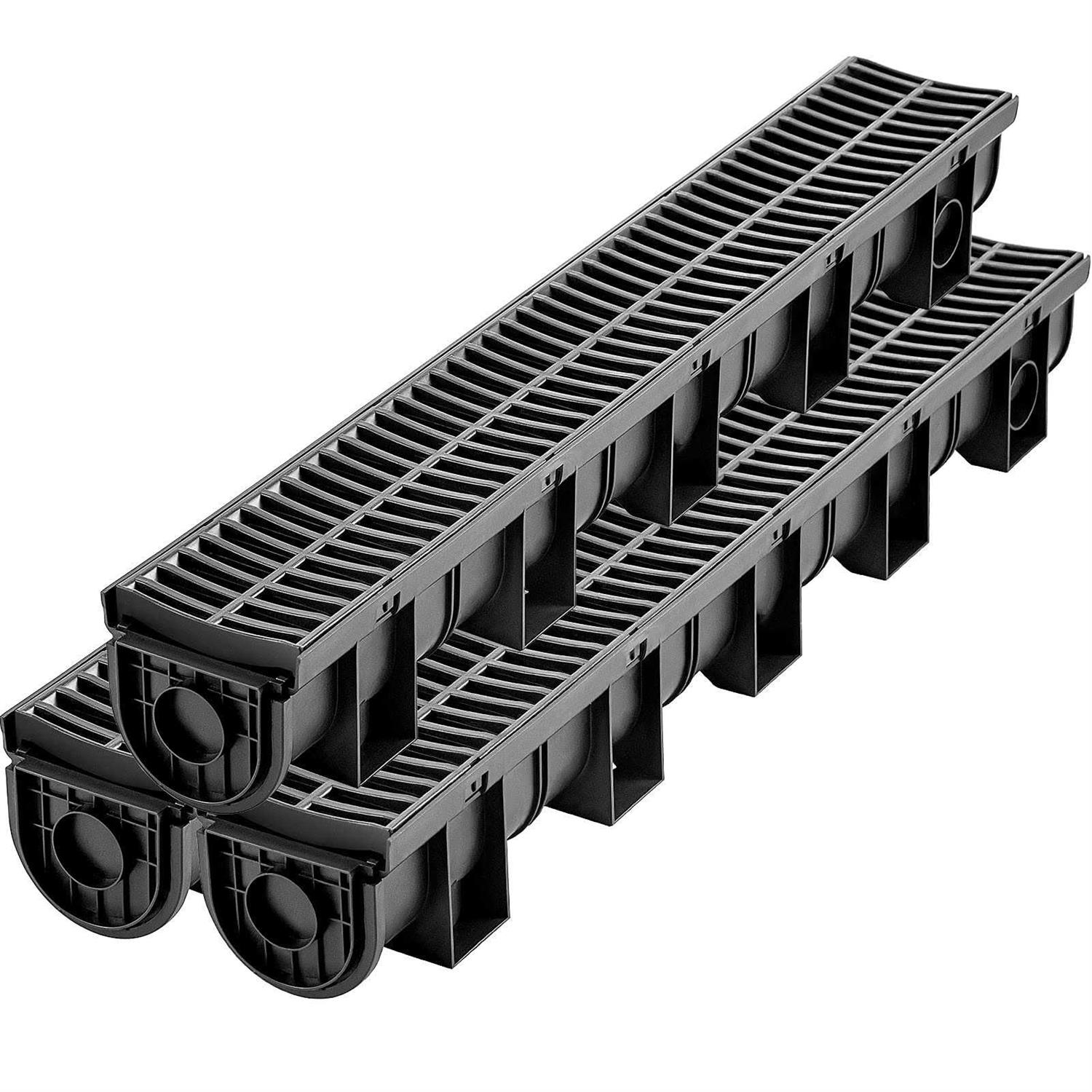 VEVOR Trench Drain System Channel Drain with Plastic Grate 5.9×5.1-Inch HDPE Drainage Trench PSLGM10010062P7QMV0 - Zenithce