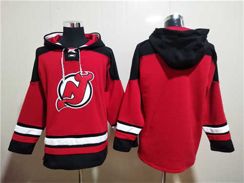 New Jersey Devils Blank Red Ageless Must-Have Lace-Up Pullover Hoodie - Zenithce