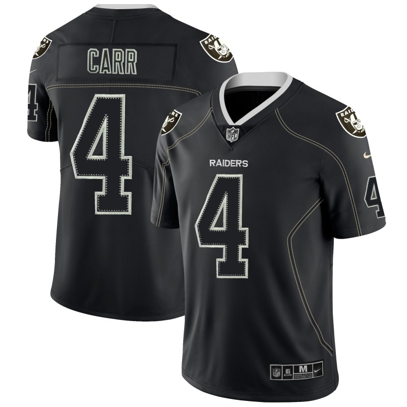 Raiders #4 Derek Carr 2018 Lights Out Black Color Rush Limited Jersey - Zenithce