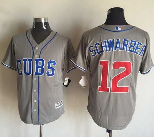 Cubs #12 Kyle Schwarber Grey New Cool Base Stitched Jersey - Zenithce