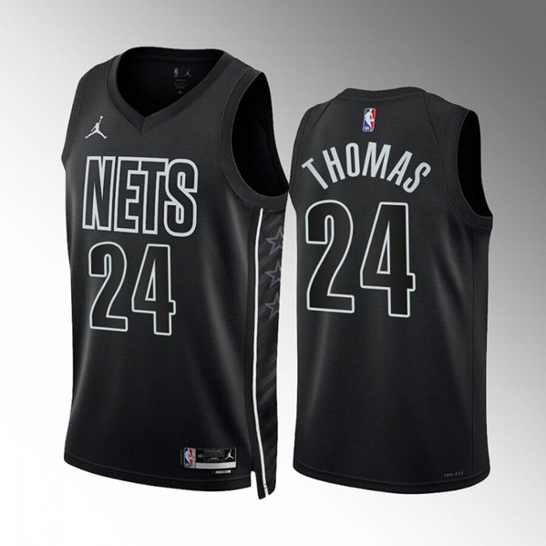 Brooklyn Nets #24 Cam Thomas 2022-23 Black Statement Edition Stitched Jersey - Zenithce