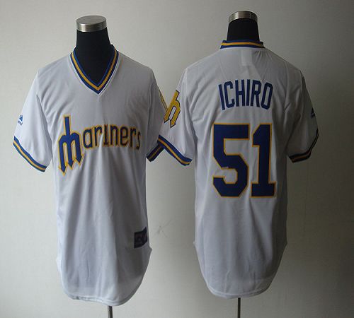Mariners #51 Ichiro Suzuki White Cooperstown Throwback Stitched Jersey - Zenithce