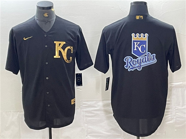 Kansas City Royals Black Team Big Logo Cool Base Stitched Jersey - Zenithce