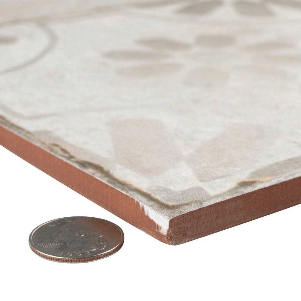 Merola Tile Kings Blume White 9-in x 9-in Matte Ceramic Encaustic Thinset Mortar Floor and Wall Tile - Zenithce