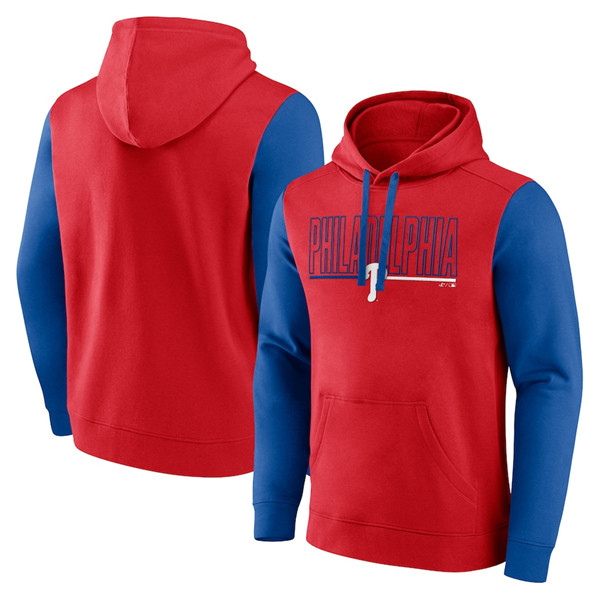 Philadelphia Phillies Red Outline Fleece Pullover Hoodie - Zenithce