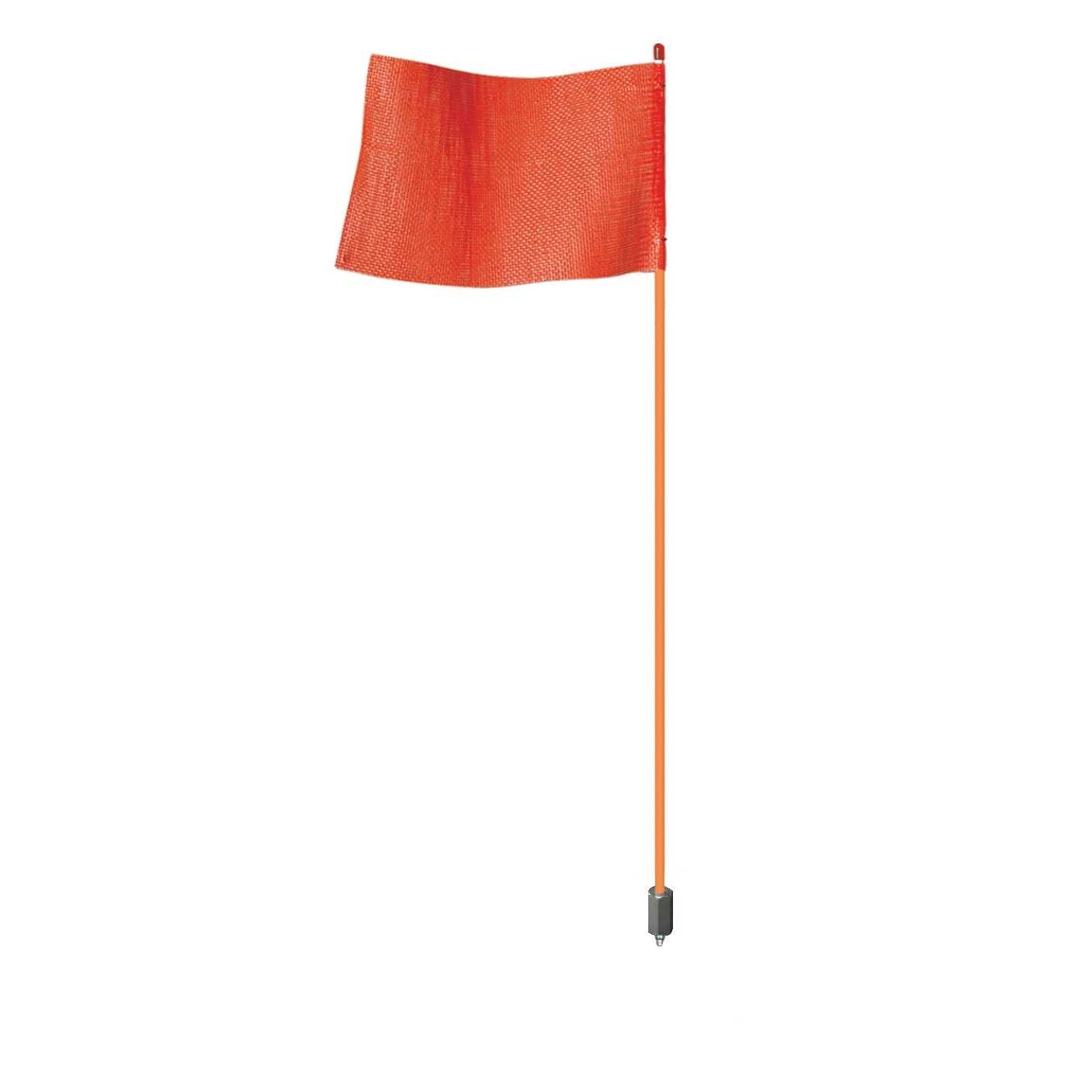 Justrite 7′ Light-Duty Warning Whip with Red Rod and Hex Base Mount, Orange Flag, FSRR7R-HB - Zenithce