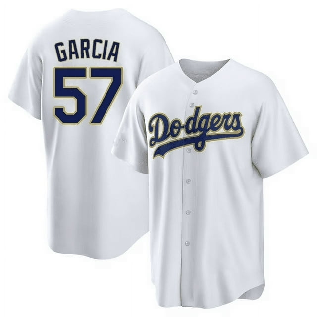 Los Angeles Dodgers #57 Luis Garcia White Gold Cool Base Stitched Jersey - Zenithce