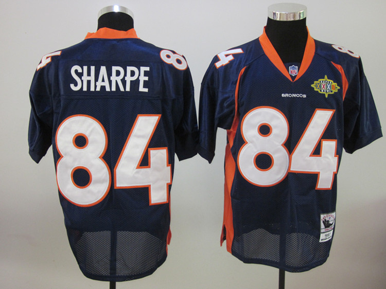 Mitchell Ness Broncos #84 Shannon Sharpe Blue With Super Bowl Patch Stitched Jersey - Zenithce