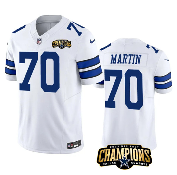 Dallas Cowboys #70 Zack Martin White 2023 F.U.S.E. NFC East Champions Patch Stitched Jersey - Zenithce