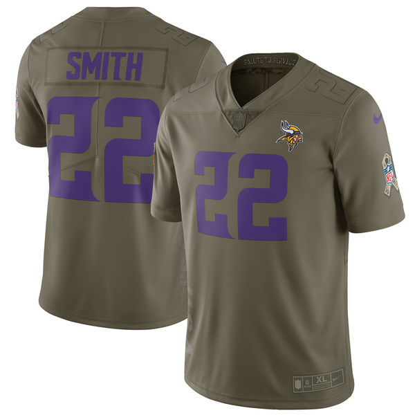 Minnesota Vikings #22 Harrison Smith Olive Salute To Service Limited Stitched Nike Jersey - Zenithce
