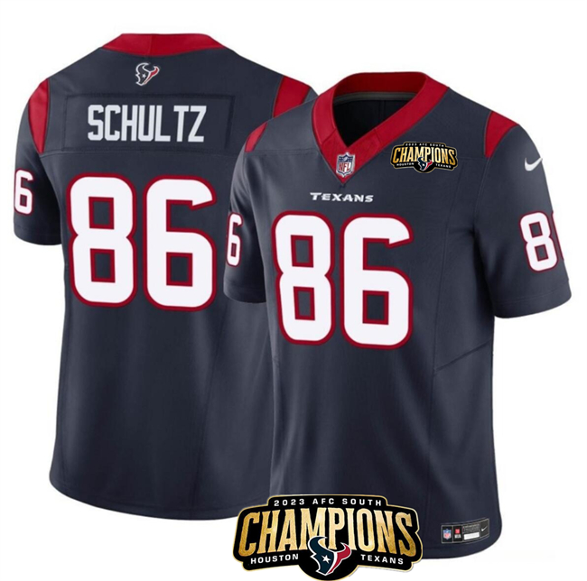 Houston Texans #86 Dalton Schultz Navy 2023 F.U.S.E. AFC South Champions Patch Vapor Untouchable Limited Stitched Jersey - Zenithce