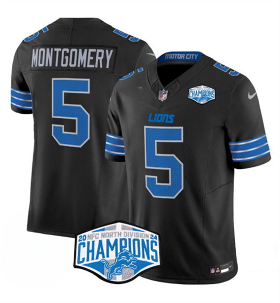 Detroit Lions #5 David Montgomery Black 2024 NFC North Champions F.U.S.E. Vapor Limited Stitched Jersey - Zenithce