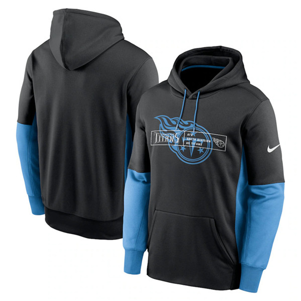 Tennessee Titans Black Color Block Fleece Performance Pullover Hoodie - Zenithce