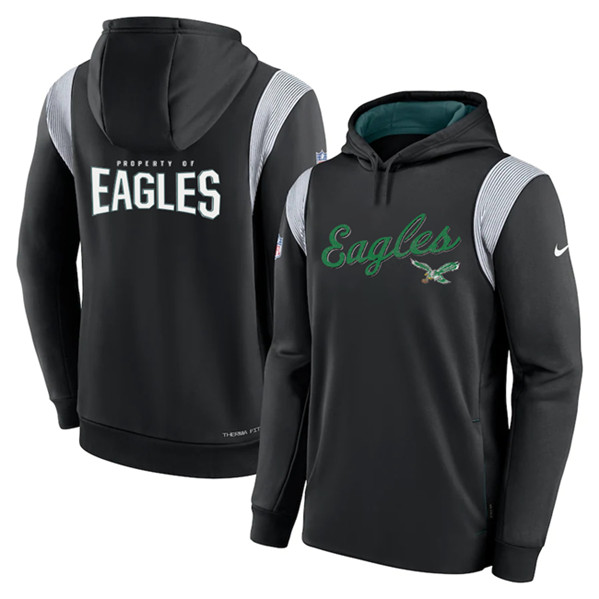 Philadelphia Eagles Black With Logo In Back Sideline Pullover Hoodie - Zenithce