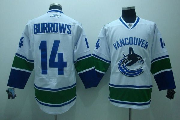 Canucks #14 Alexandre Burrows Stitched White Jersey - Zenithce