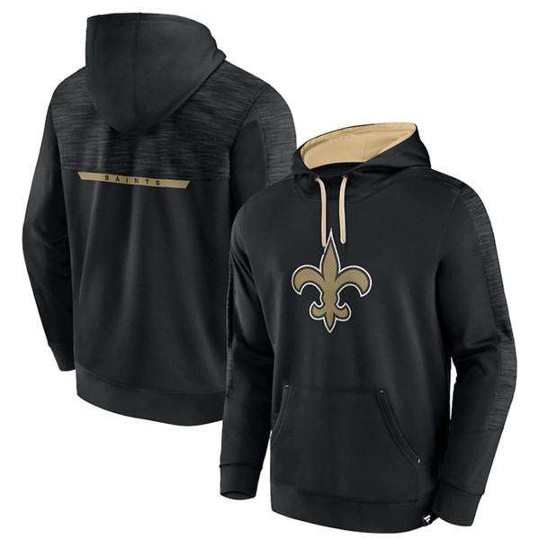 New Orleans Saints Black Defender Evo Pullover Hoodie - Zenithce
