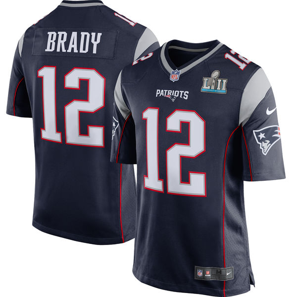 New England Patriots Tom Brady Navy Super Bowl LII Bound Game Jersey - Zenithce
