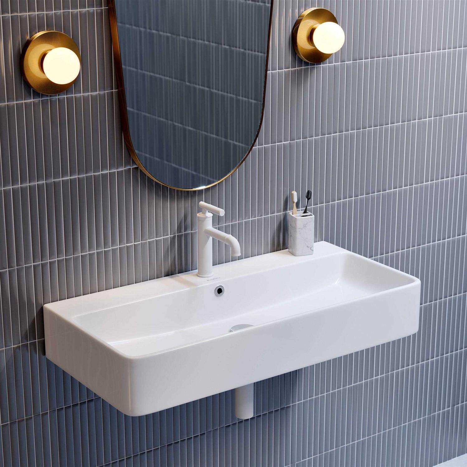 Swiss Madison Carre 36 in. Ceramic Console Sink White Basin - Zenithce