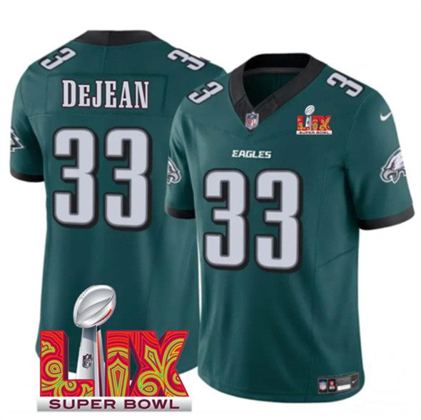 Philadelphia Eagles #33 Cooper DeJean Green 2025 Super Bowl LIX Patch Vapor Untouchable Limited Stitched Jersey - Zenithce