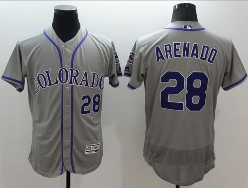 Rockies #28 Nolan Arenado Grey Flexbase Authentic Collection Stitched Jersey - Zenithce