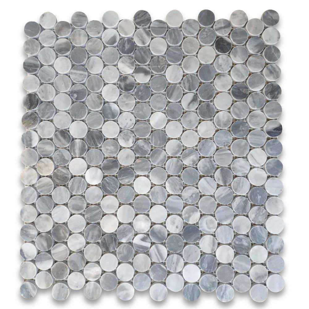 Marble Online Pebble Stone Carrara Venato Mix Bardiglio Grey Marble Flat Mosaic Tile - Zenithce