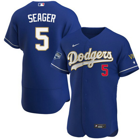 Los Angeles Dodgers #5 Corey Seager Royal Blue Championship Flex Base Sttiched Jersey - Zenithce