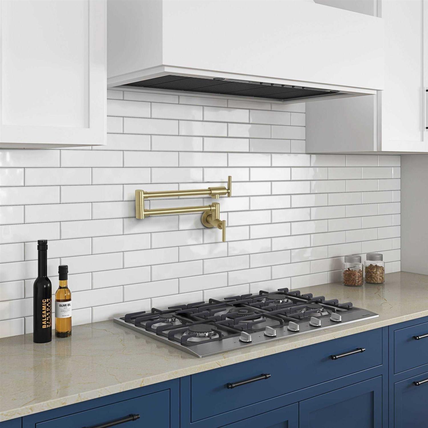 RENIST KITCHEN&BATH Modern Wall Mounted Pot Filler with Dual Swing Joints - Zenithce