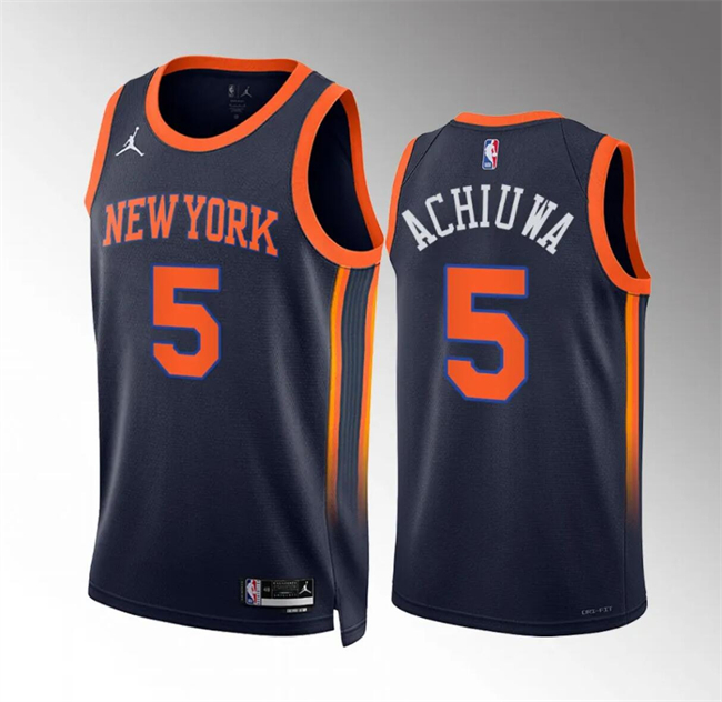 New York Knicks #5 Precious Achiuwa Navy Statement Edition Stitched Jersey - Zenithce