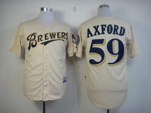 Brewers #59 John Axford Cream YOUniform Cool Base Stitched Jersey - Zenithce