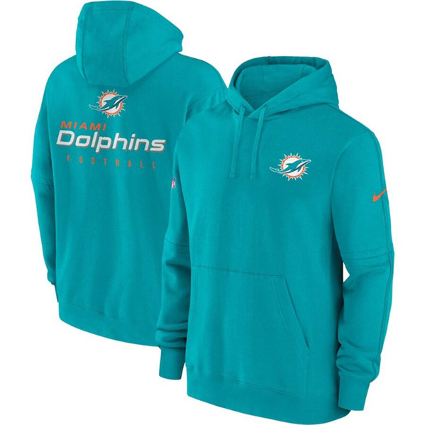 Miami Dolphins Aqua Sideline Club Fleece Pullover Hoodie - Zenithce