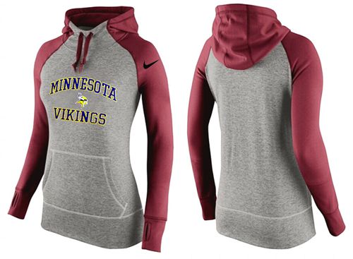 Women's Nike Minnesota Vikings Performance Hoodie Grey   Red - Zenithce