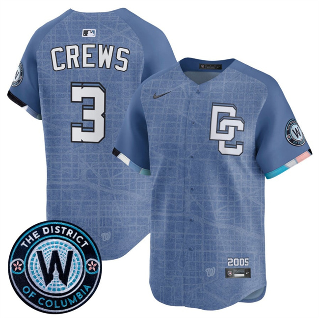 Washington Nationals #3 Dylan Crews Blue 2025 City Connect Limited Stitched Jersey - Zenithce