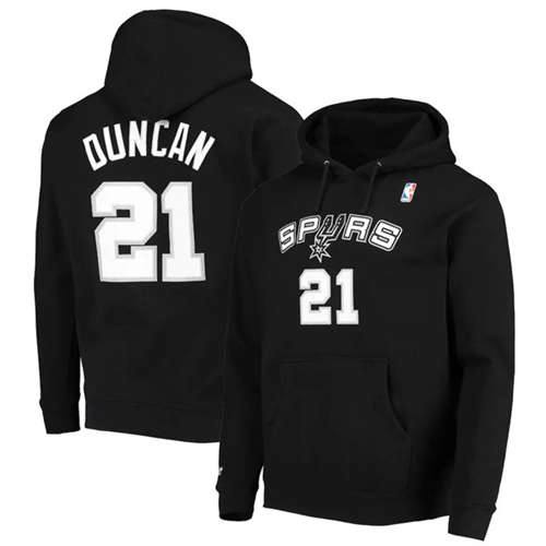 San Antonio Spurs #21 Tim Duncan 2021 Black Pullover Hoodie - Zenithce