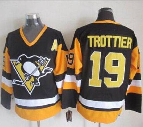 Penguins #19 Bryan Trottier Black CCM Throwback Stitched Jersey - Zenithce