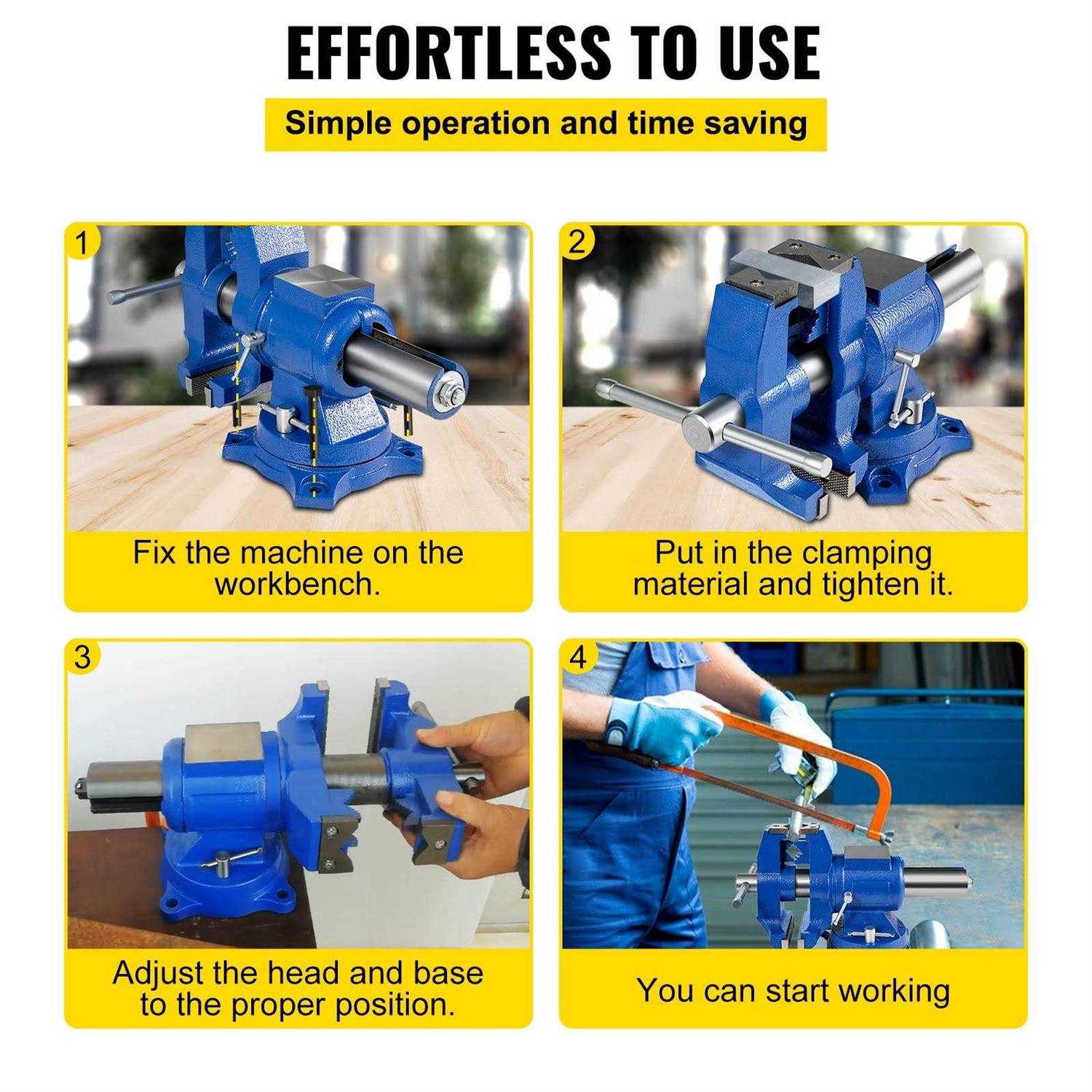 VEVOR 6 Heavy Duty Bench Vise Double Swivel Rotating Vise Head/Body Rotates 360° Pipe Vise Bench Vices 30Kn Clamping Force,for Clamping Fixing DGNTQQMZT94660001V0 - Zenithce
