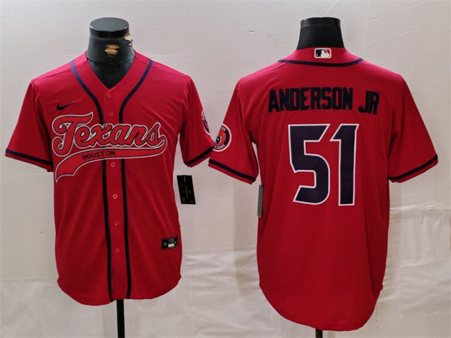 Houston Texans #51 Will Anderson Jr. Red With Patch Cool Base Stitched Jersey - Zenithce