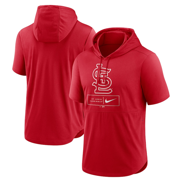 St. Louis Cardinals Red Short Sleeve Pullover Hoodie - Zenithce