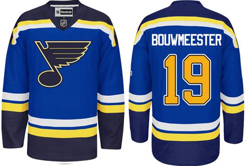 Blues #19 Jay Bouwmeester Light Blue Home Stitched Jersey - Zenithce