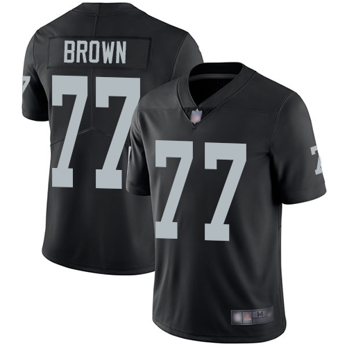 Raiders #77 Trent Brown Black Vapor Untouchable Limited Stitched Jersey - Zenithce